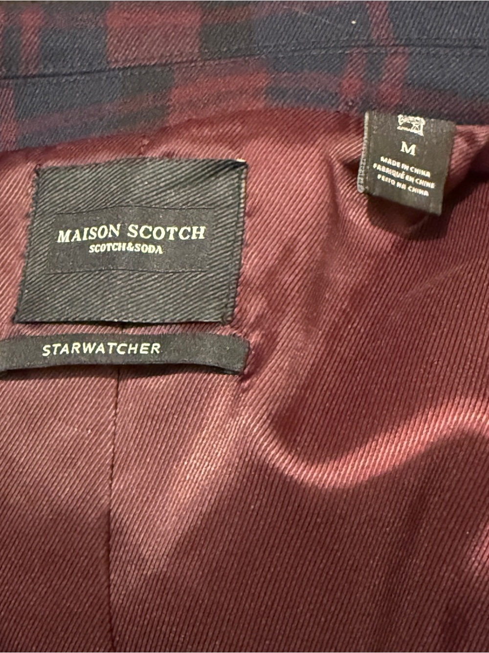 NWOT Scotch & Soda Navy and Burgundy Plaid Blazer - Size M - Picture 12 of 14